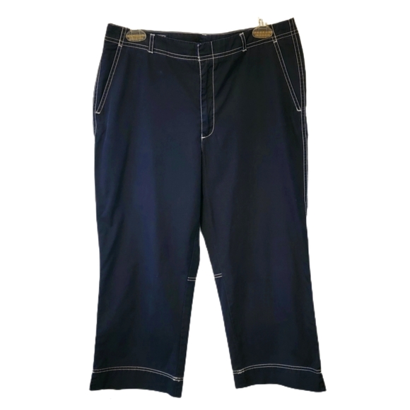 Land's End Navy Blue NWOT Cropped Chino Capris With Pockets 10 - Picture 1 of 3